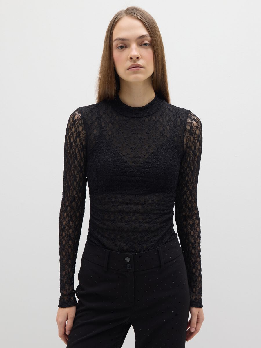 Black lace bodysuit without cups, regular fit_1