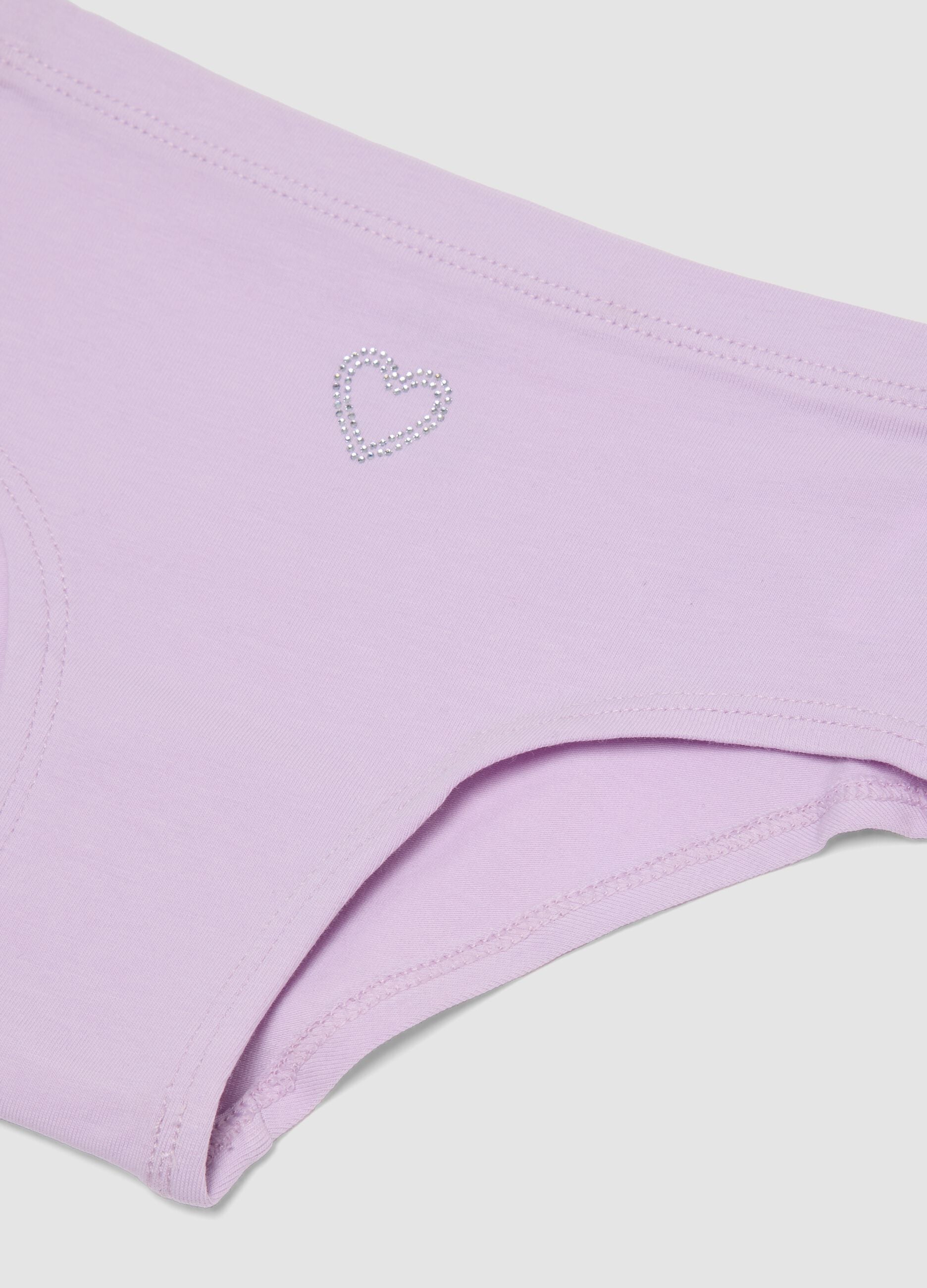 Girls&rsquo; purple stretch organic cotton briefs with star detail
