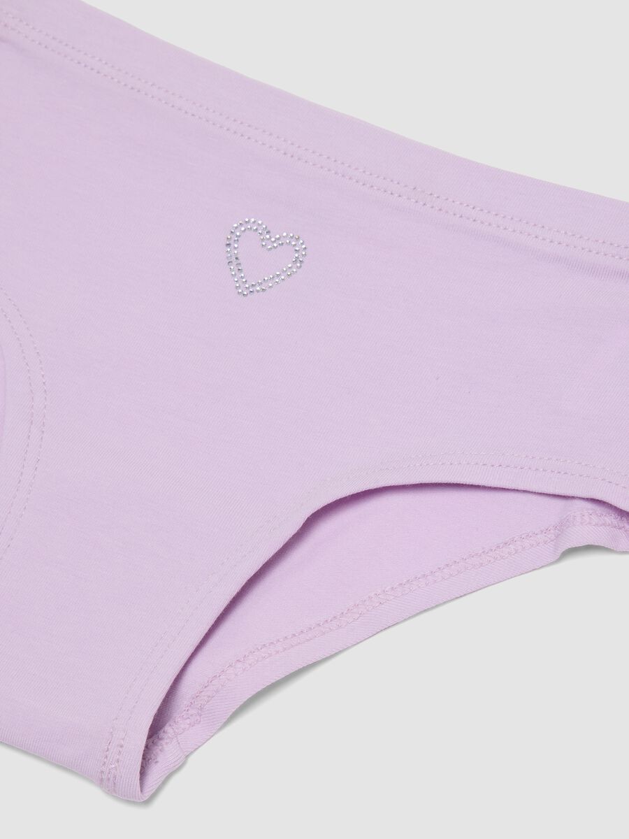 Girls&rsquo; purple stretch organic cotton briefs with star detail_2