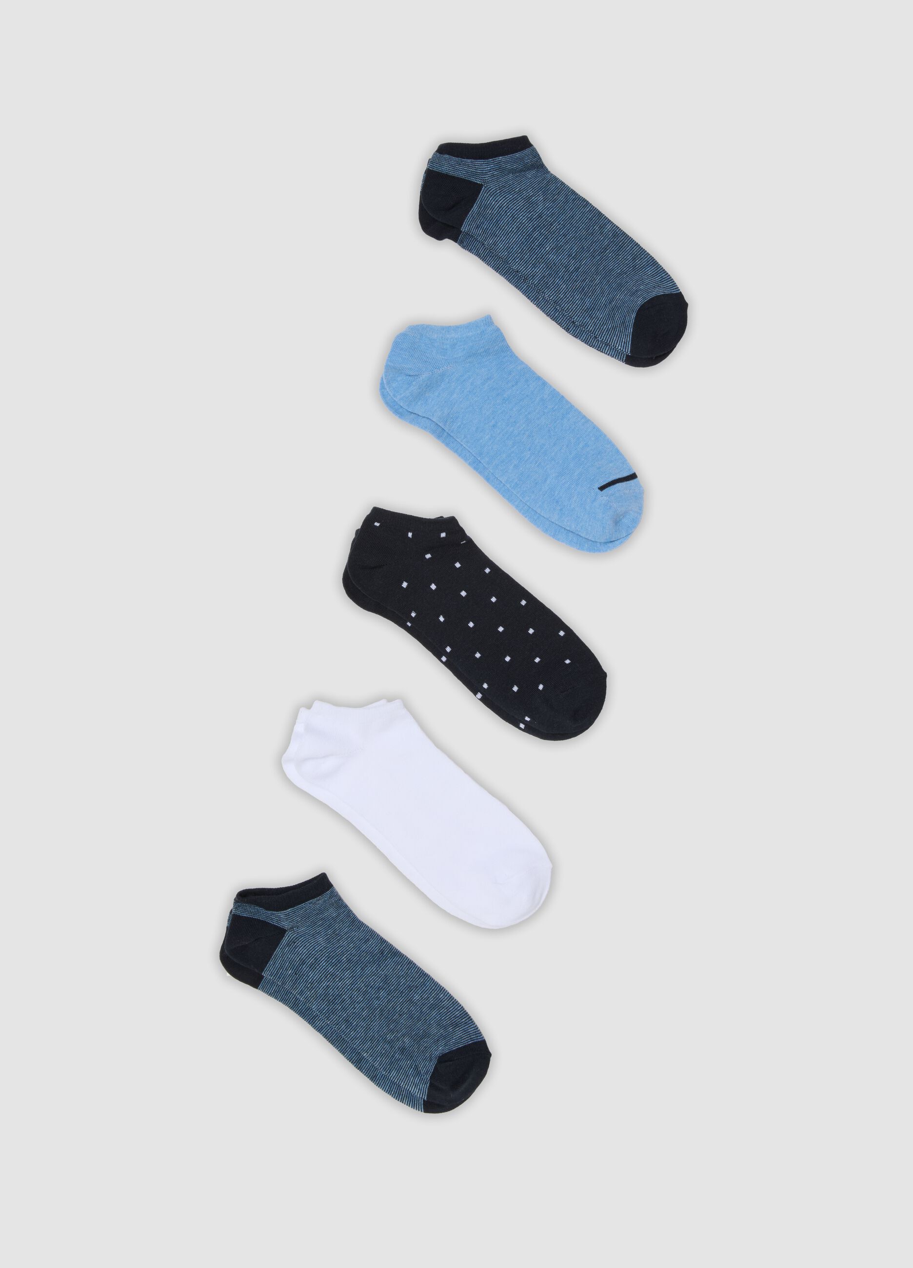 Pack of five blue organic cotton ankle sports socks