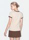 Beige fitted stretch cotton T-shirt with contrast trims_2