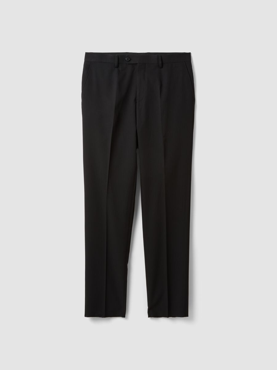 Pantaloni formali neri in viscosa elasticizzata regular fit_4