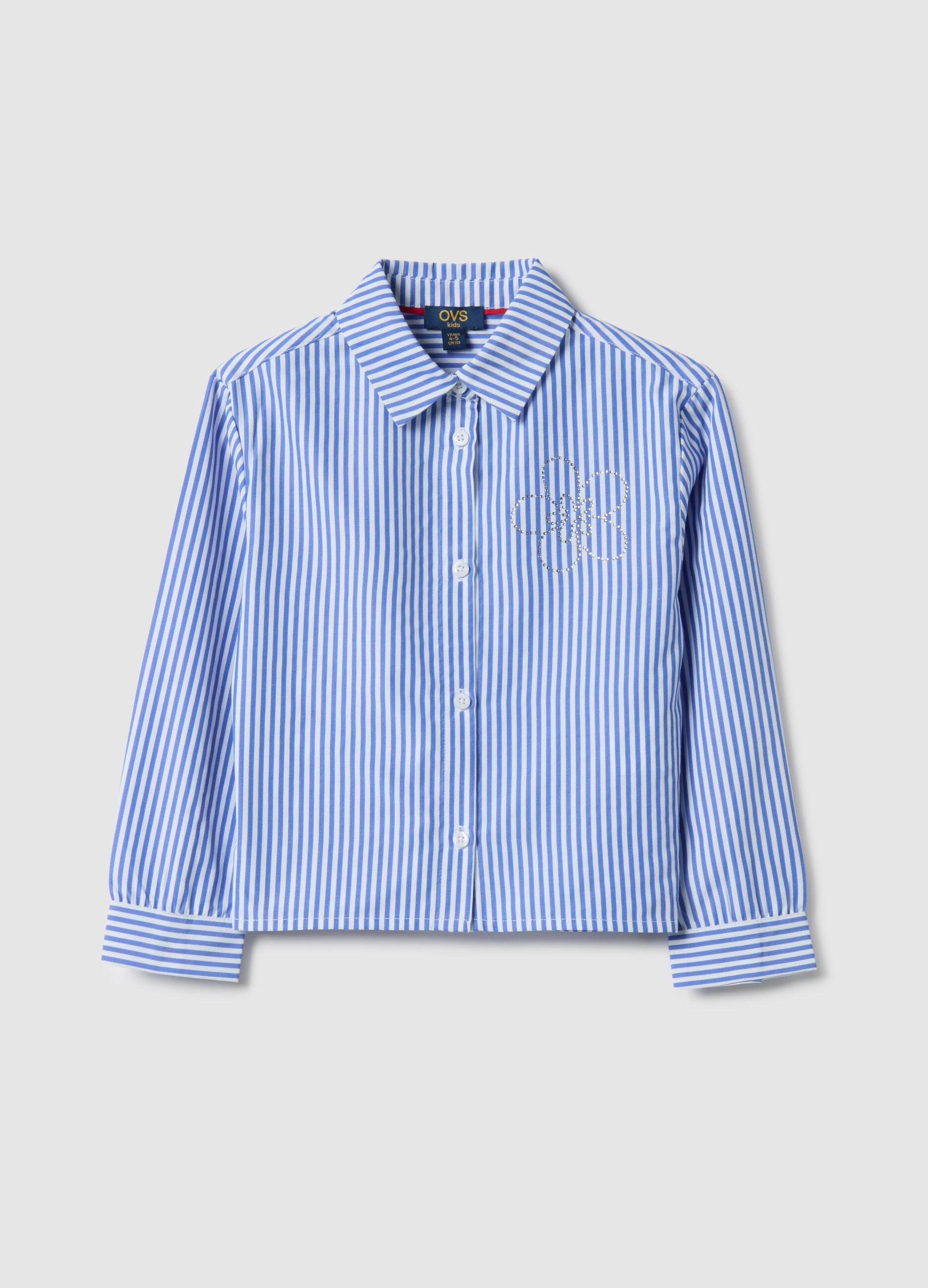 Girls' regular fit multicolour striped cotton shirt