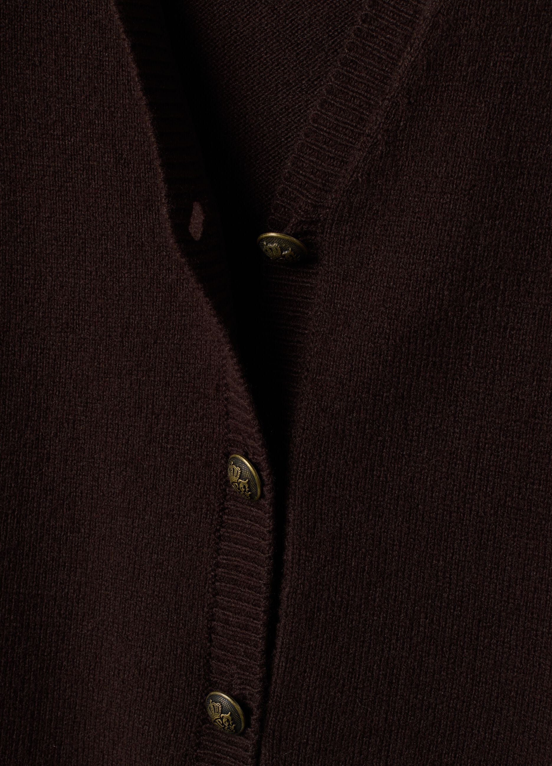 Brown V-neck button-up vest with oversized fit