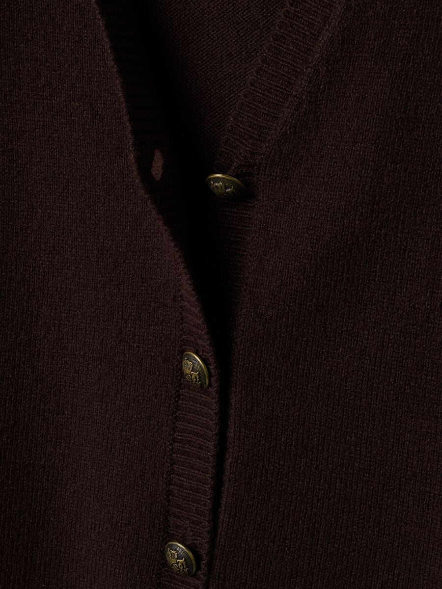 Brown V-neck button-up vest with oversized fit_5
