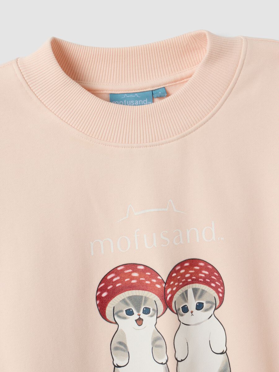 Pink cotton-blend sweatshirt with kitten print, regular fit_5