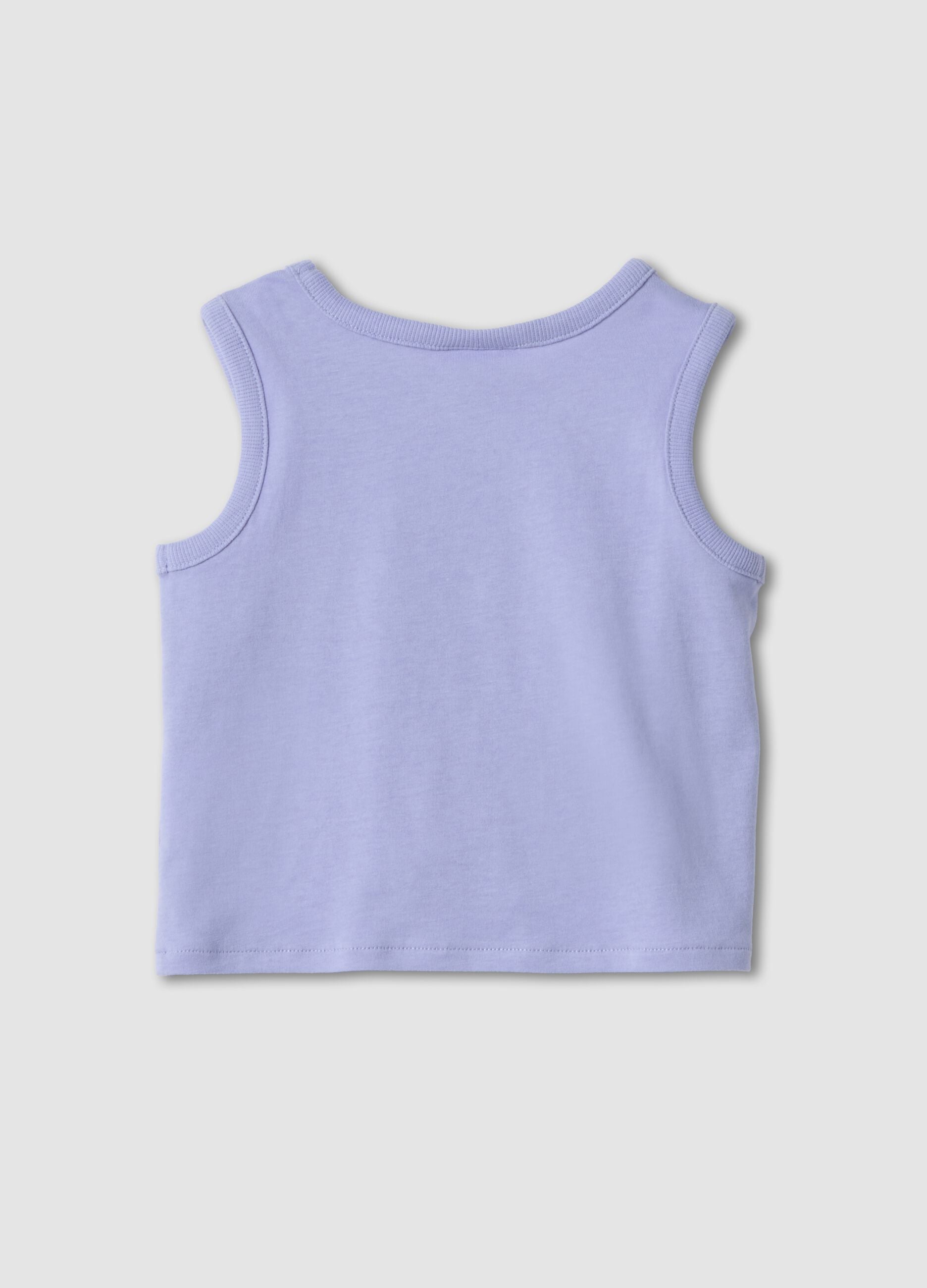 Purple organic cotton vest top with knot detail