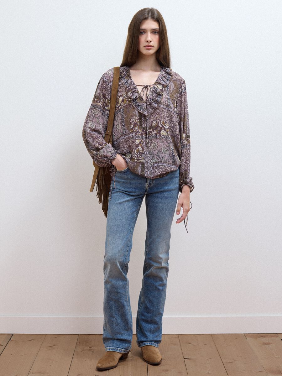 Jeans bootcut azzurri in cotone elasticizzato_0