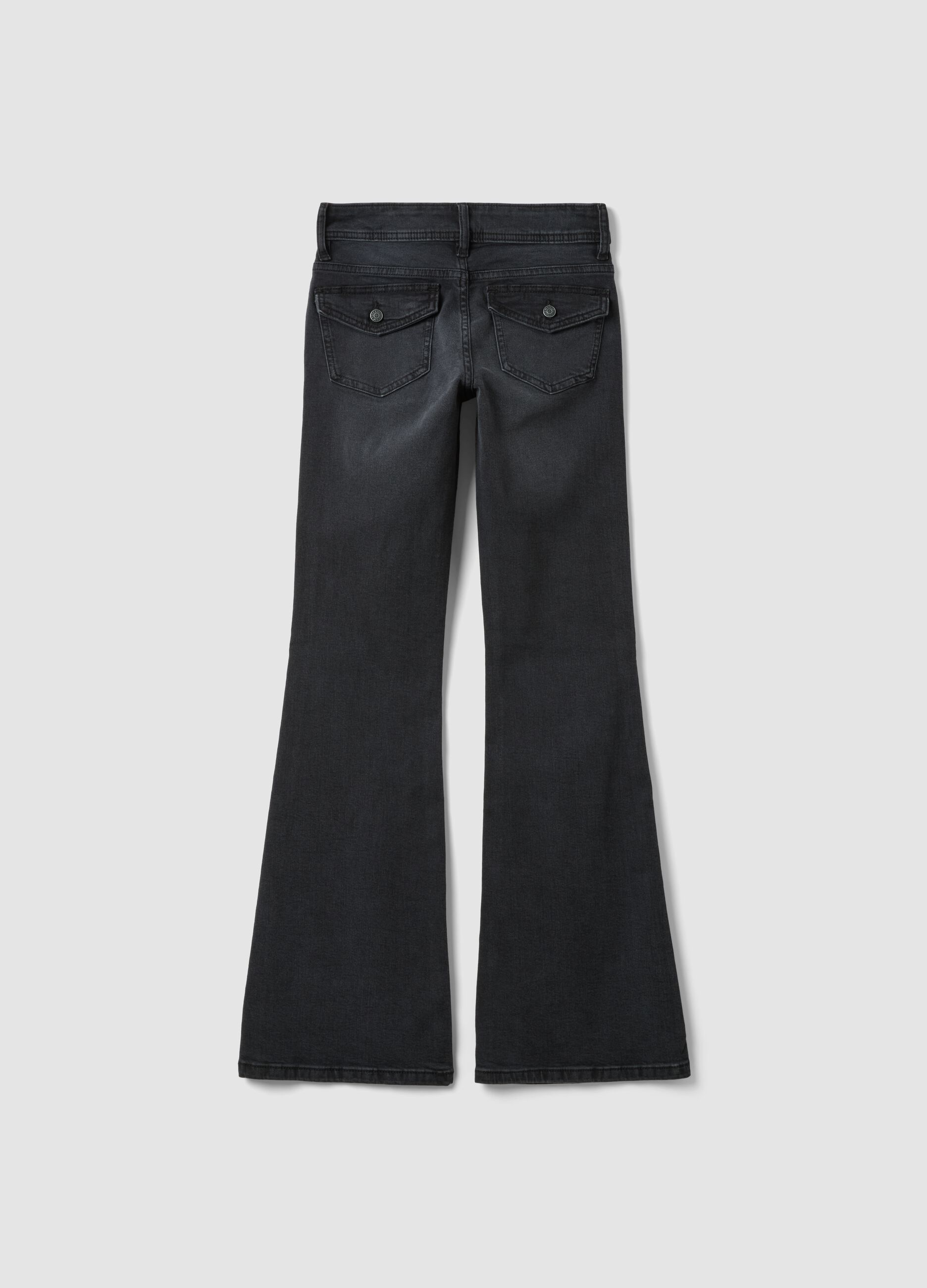 Black stretch-cotton flare jeans