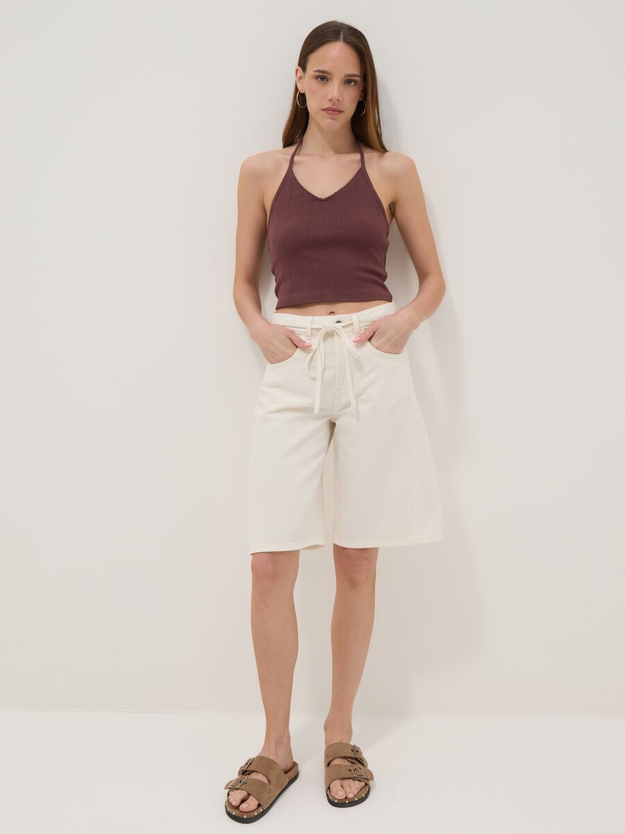 Short brown pure cotton tank top_2
