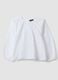 White pure cotton blouse with embroidery and gathered neckline for girls_3