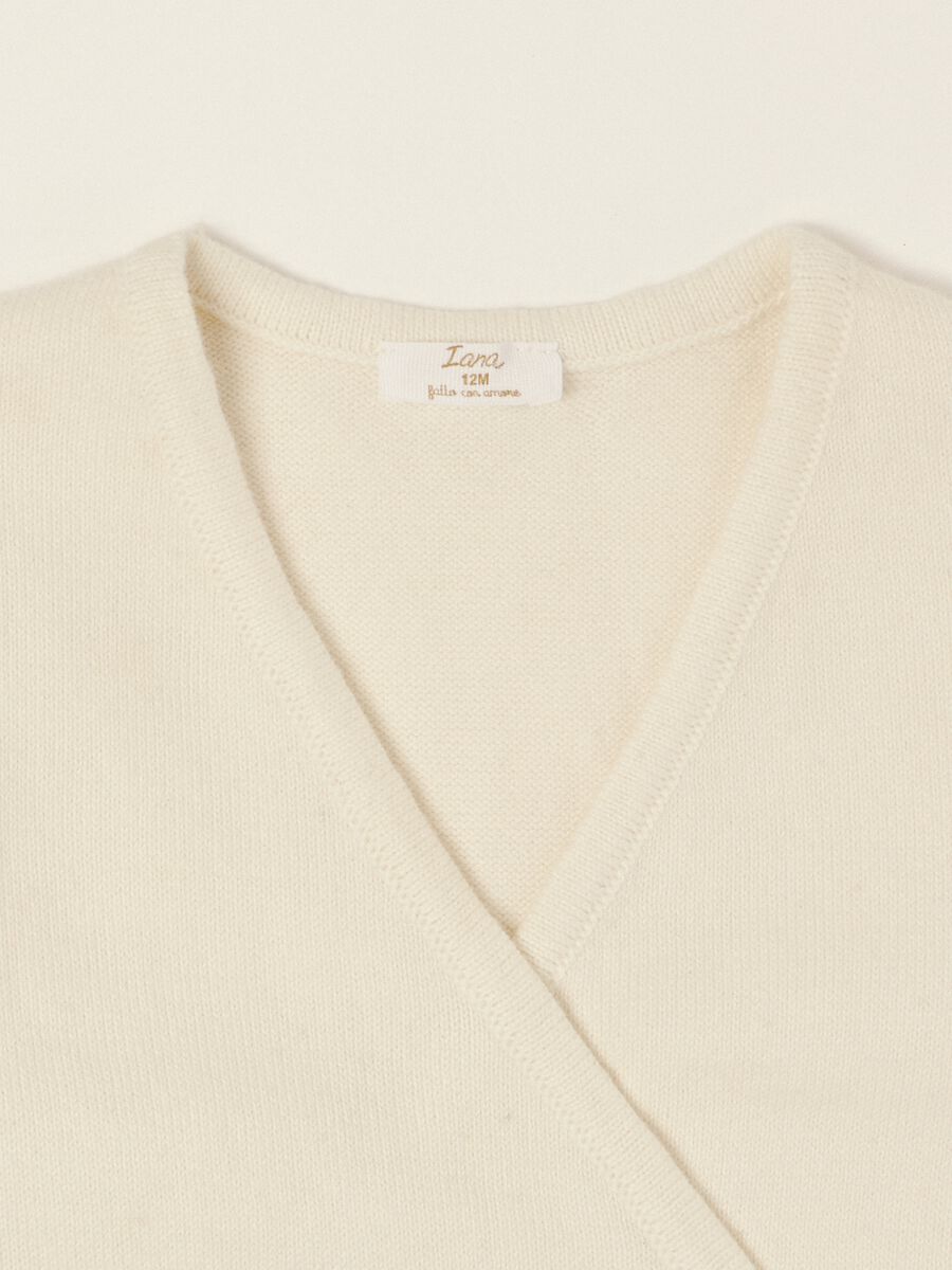 Cardigan bianco in puro cotone da neonata_1