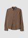Brown pure cotton long-sleeve piqu&eacute; polo, regular fit_0