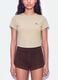 Beige cropped pure cotton crew-neck T-shirt with print_4