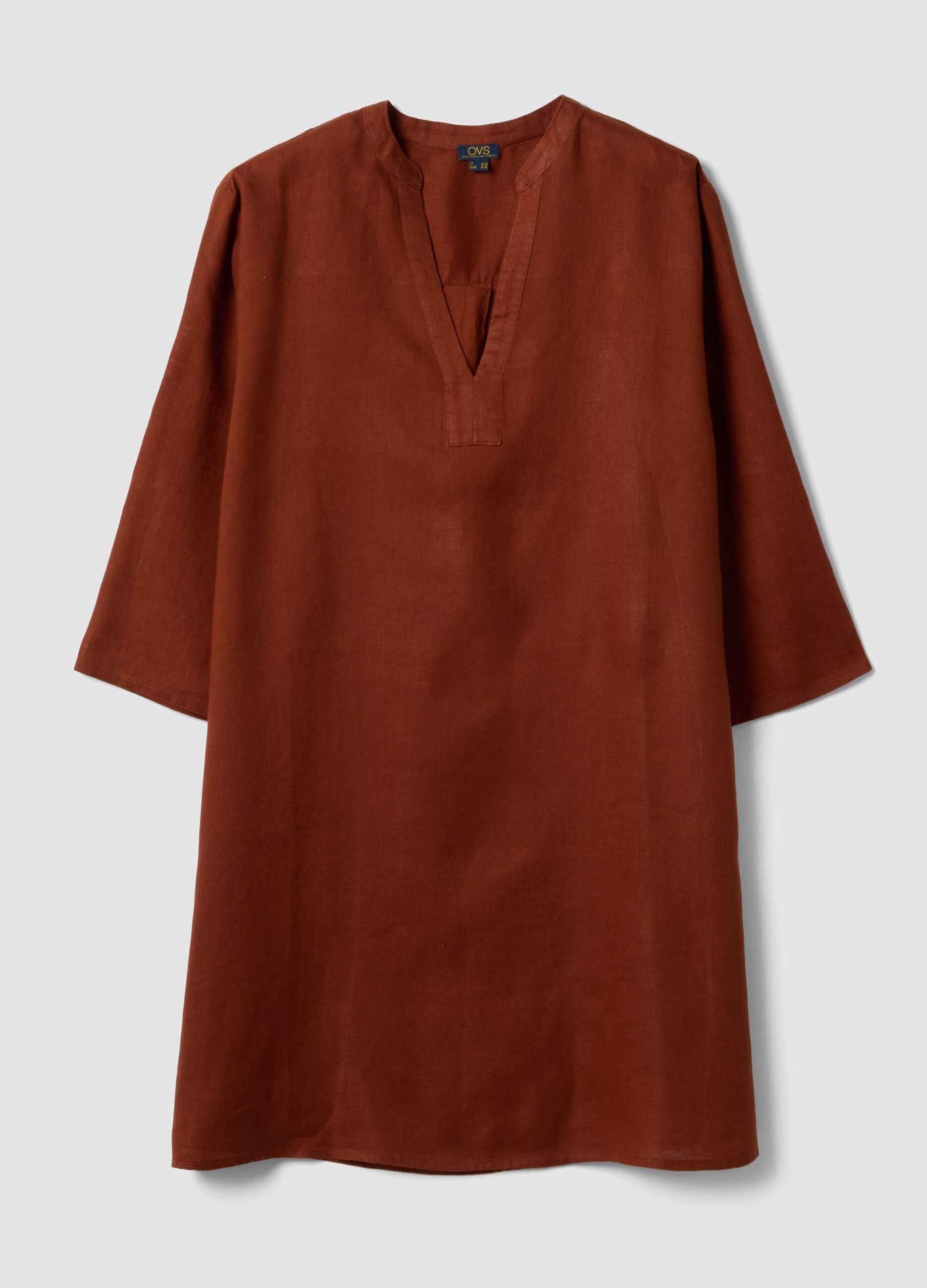 Brown pure linen kaftan