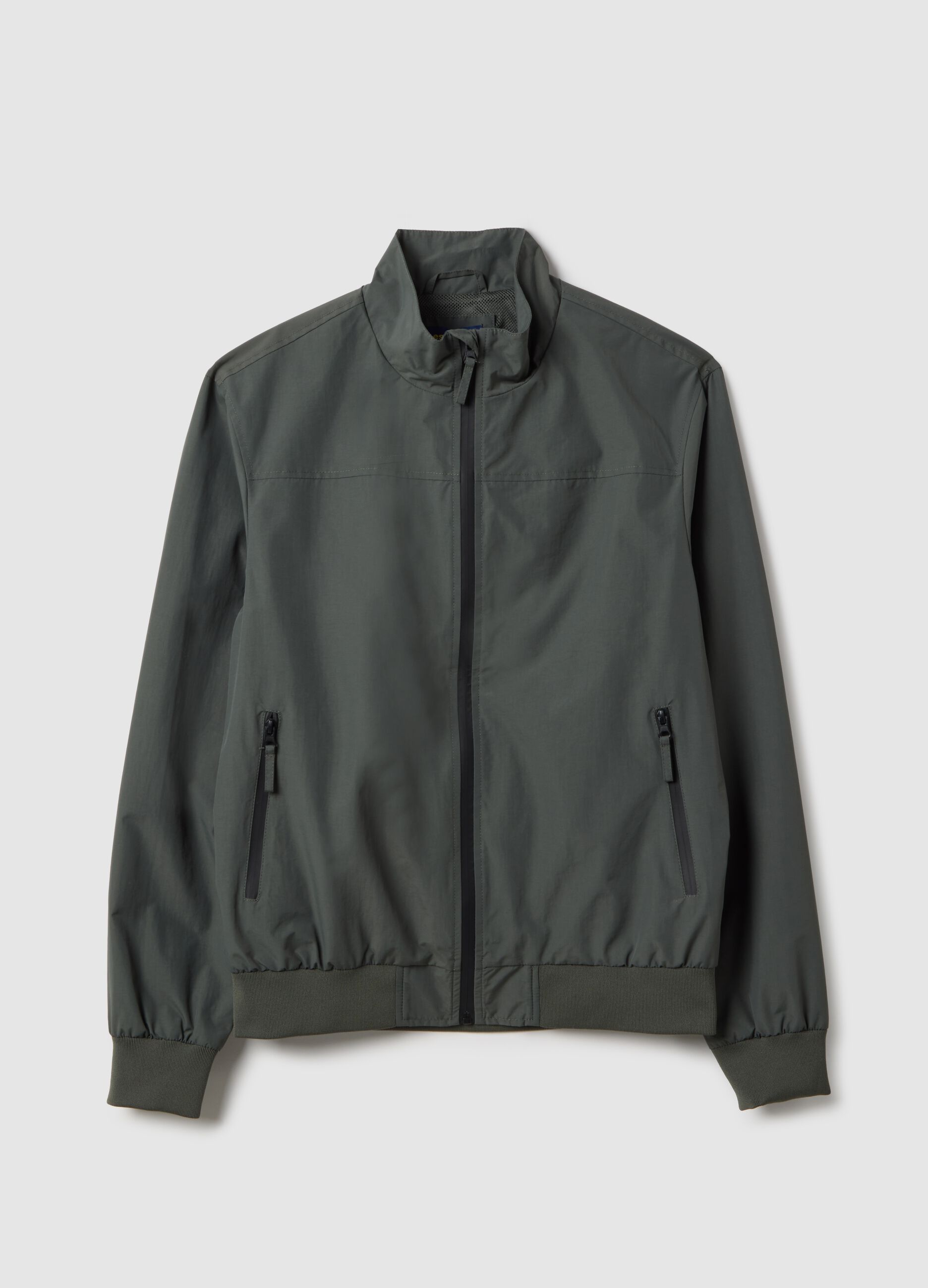 Regular fit green bomber jacket with zip
