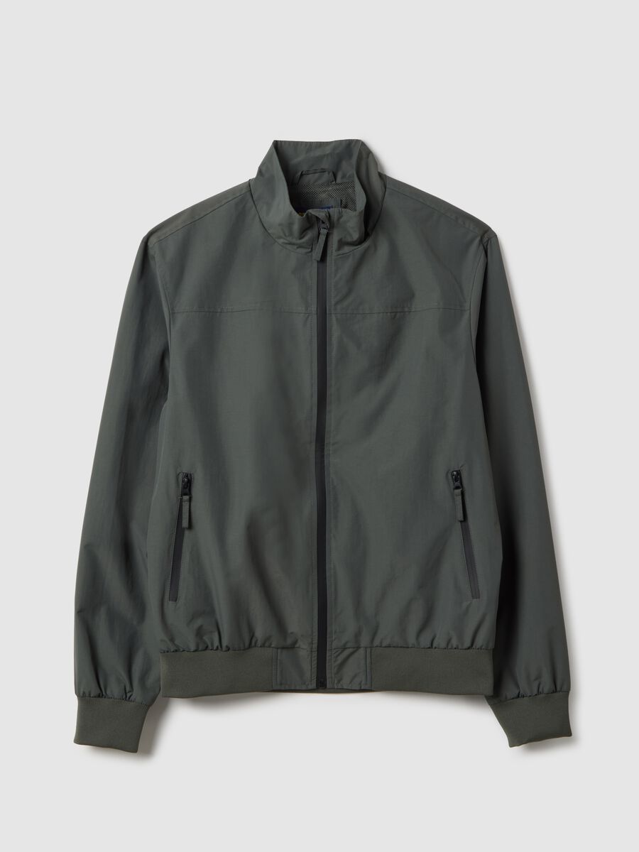 Regular fit green bomber jacket with zip_4