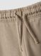 Beige pure cotton joggers with puppy print for baby boy_2
