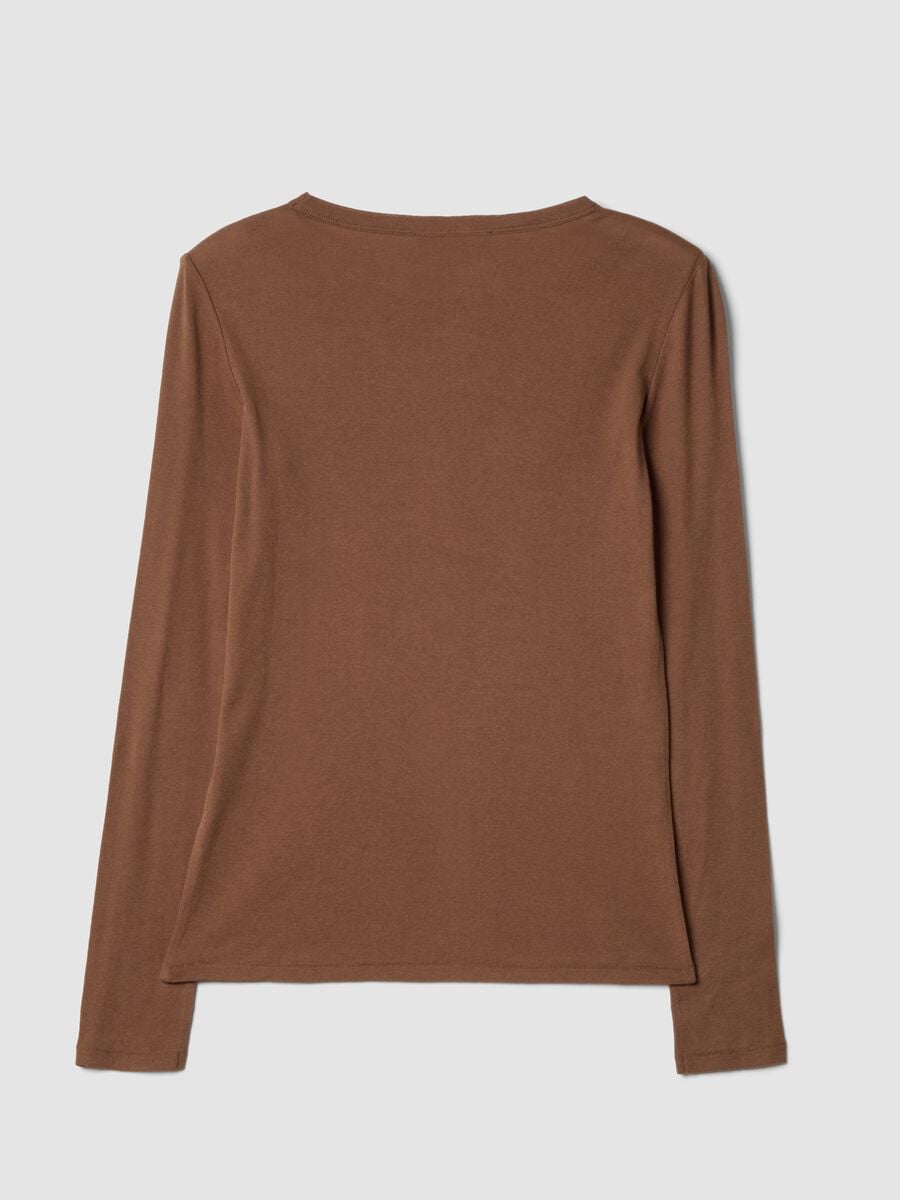T-shirt marrone in puro cotone jersey a girocollo_6