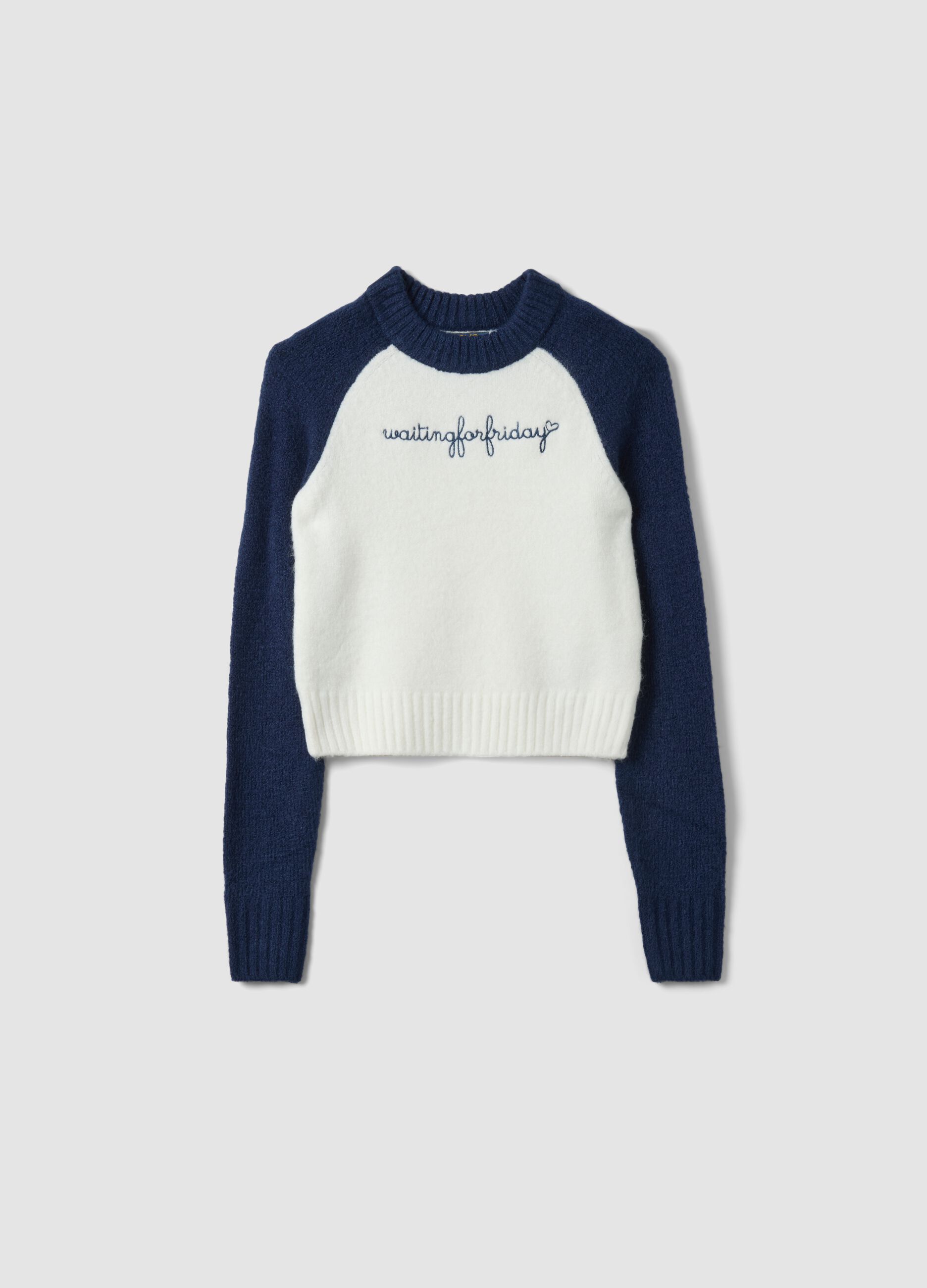 Blue stretch crew-neck top