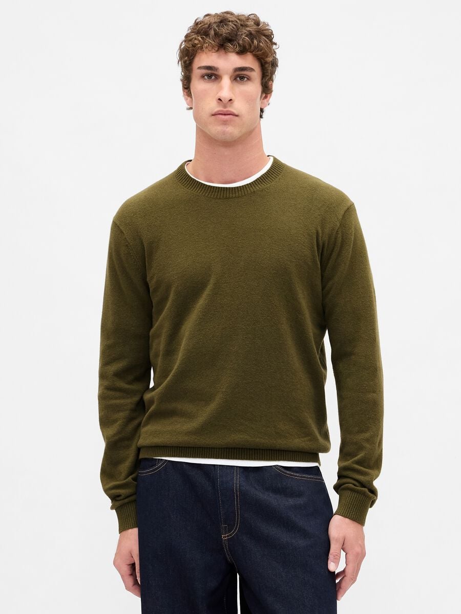 Green sweater in cotton and acrylic_0