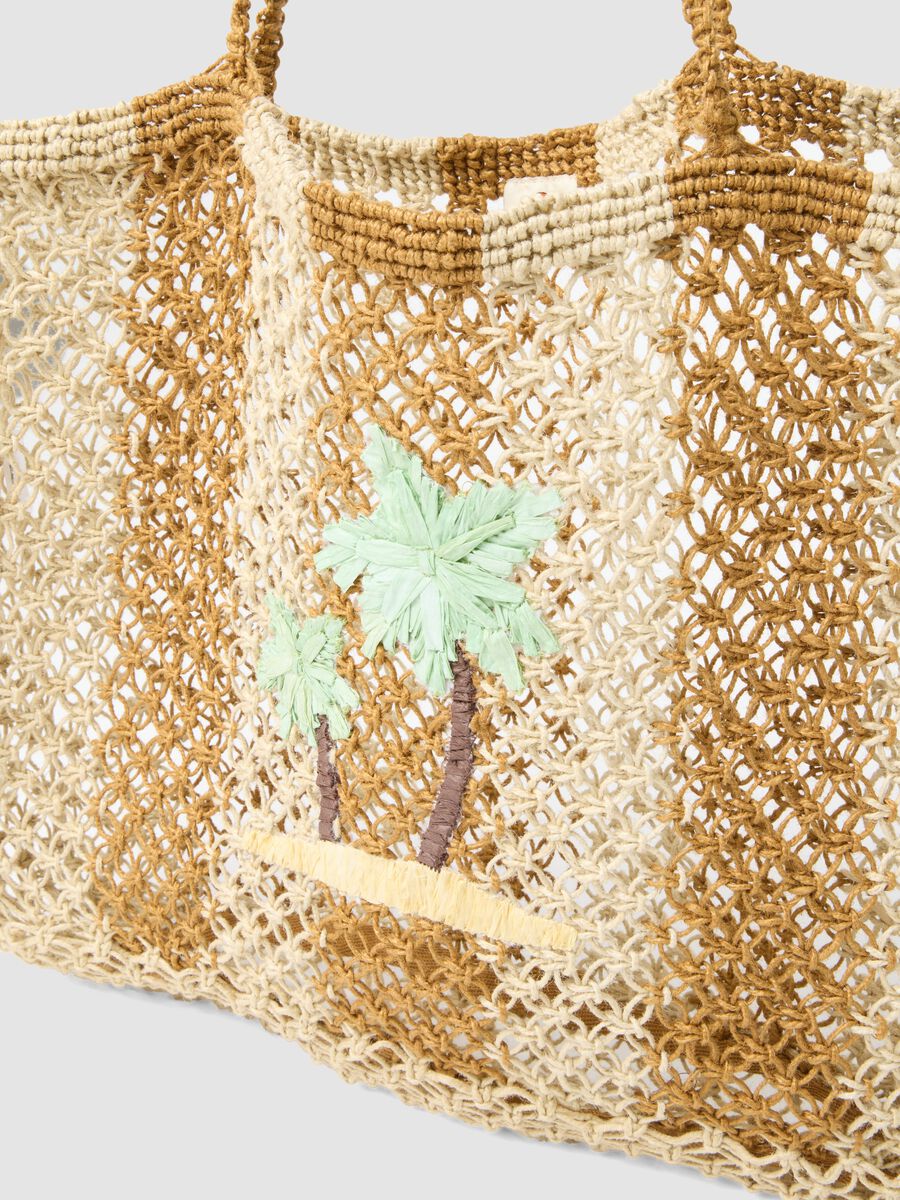Borsa da mare in misto juta a rete intrecciata multicolor_1