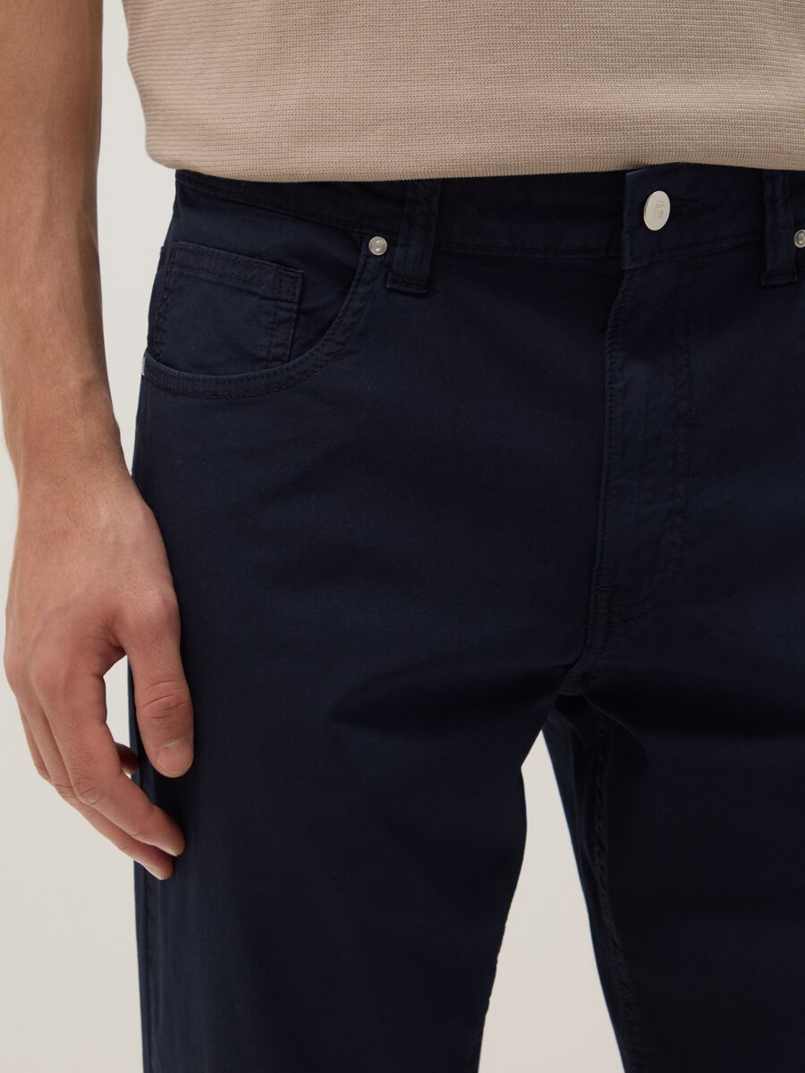 Slim Fit Stretch Cotton Blue Trousers_4