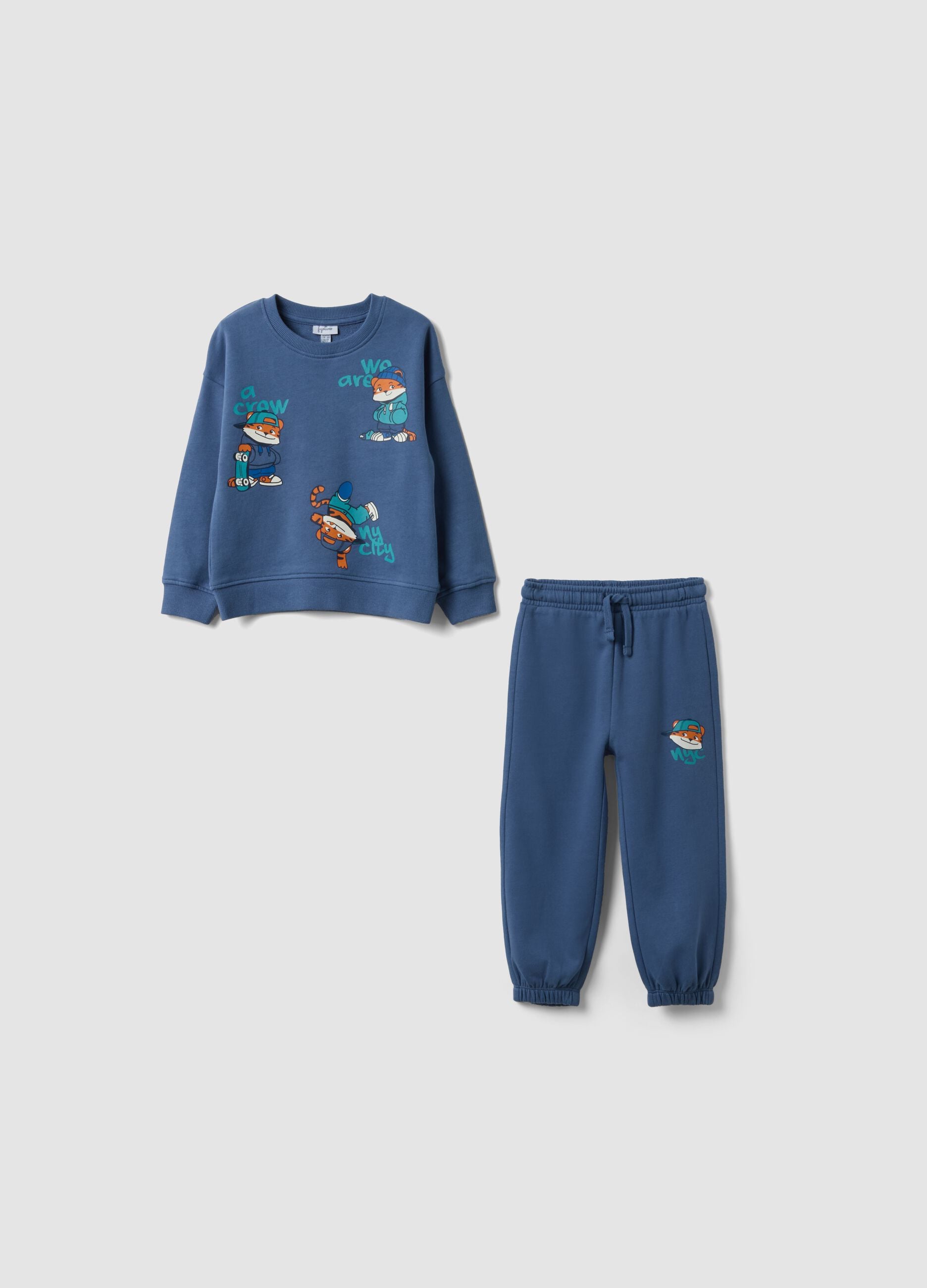 Blue pure cotton oversized jogging set for boys