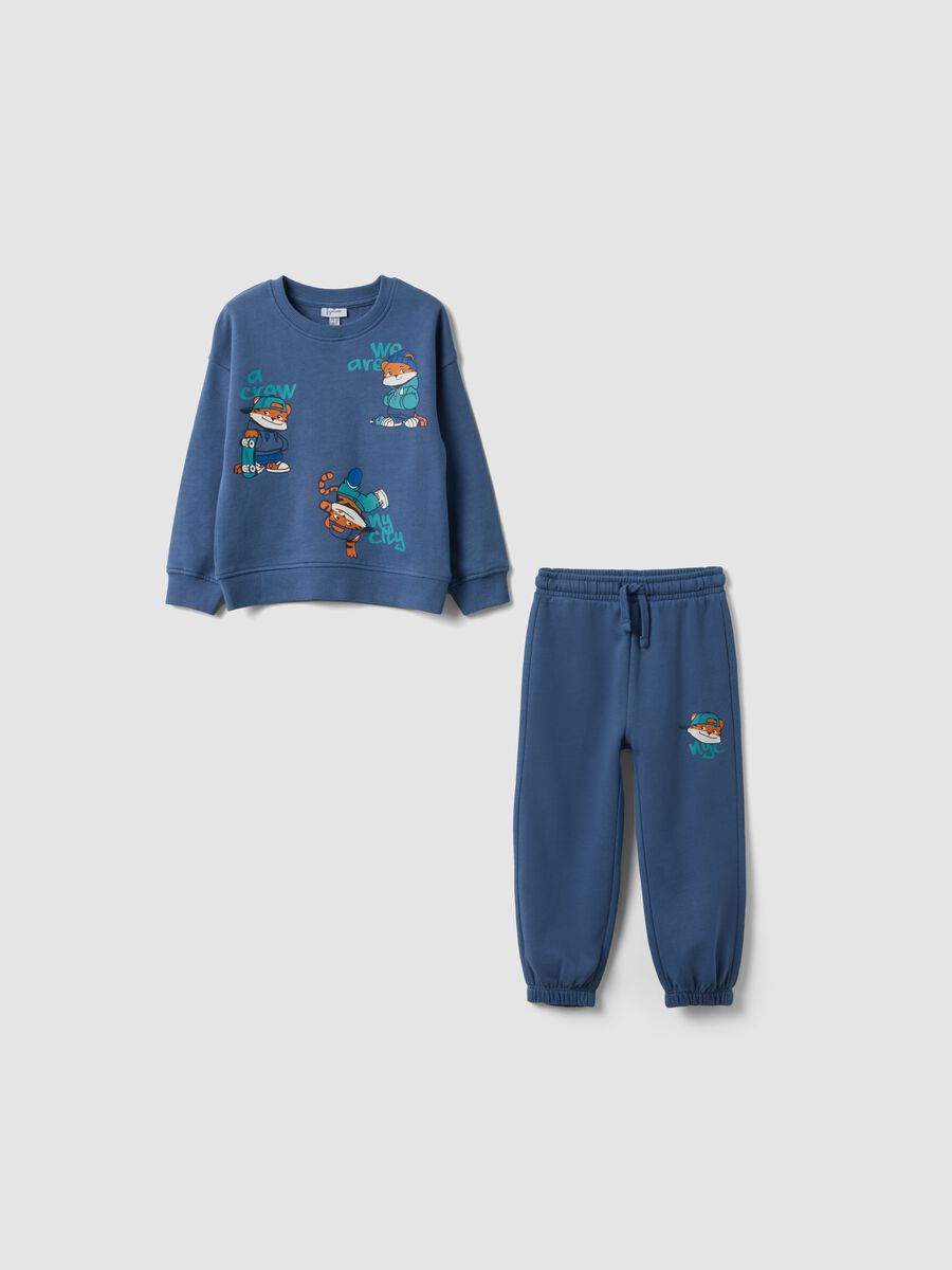 Blue pure cotton oversized jogging set for boys_0