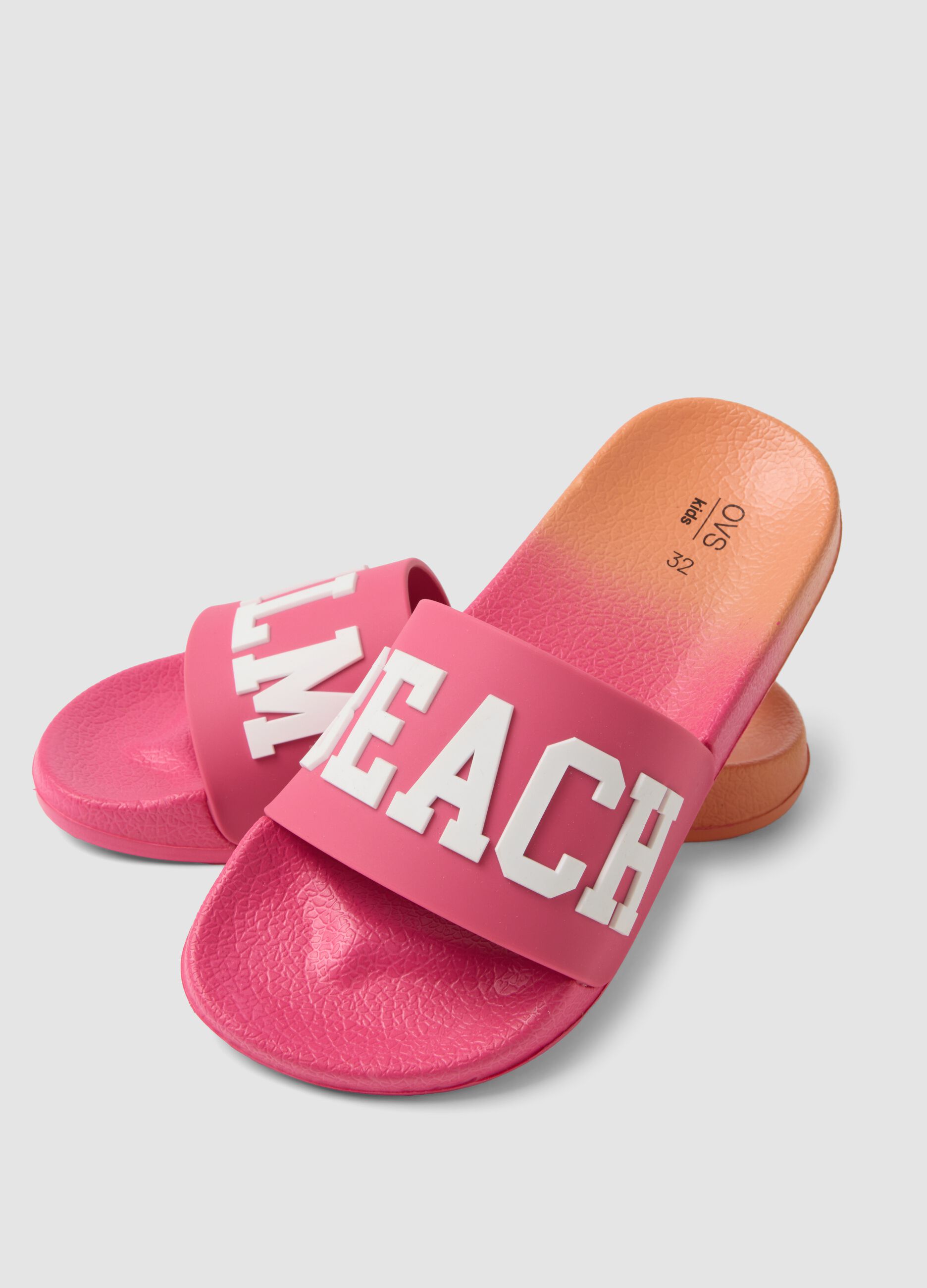 Pink beach sliders with strap