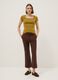 Green fitted stretch cotton T-shirt with square neckline_1