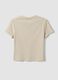 Beige cropped pure cotton crew-neck T-shirt with print_5
