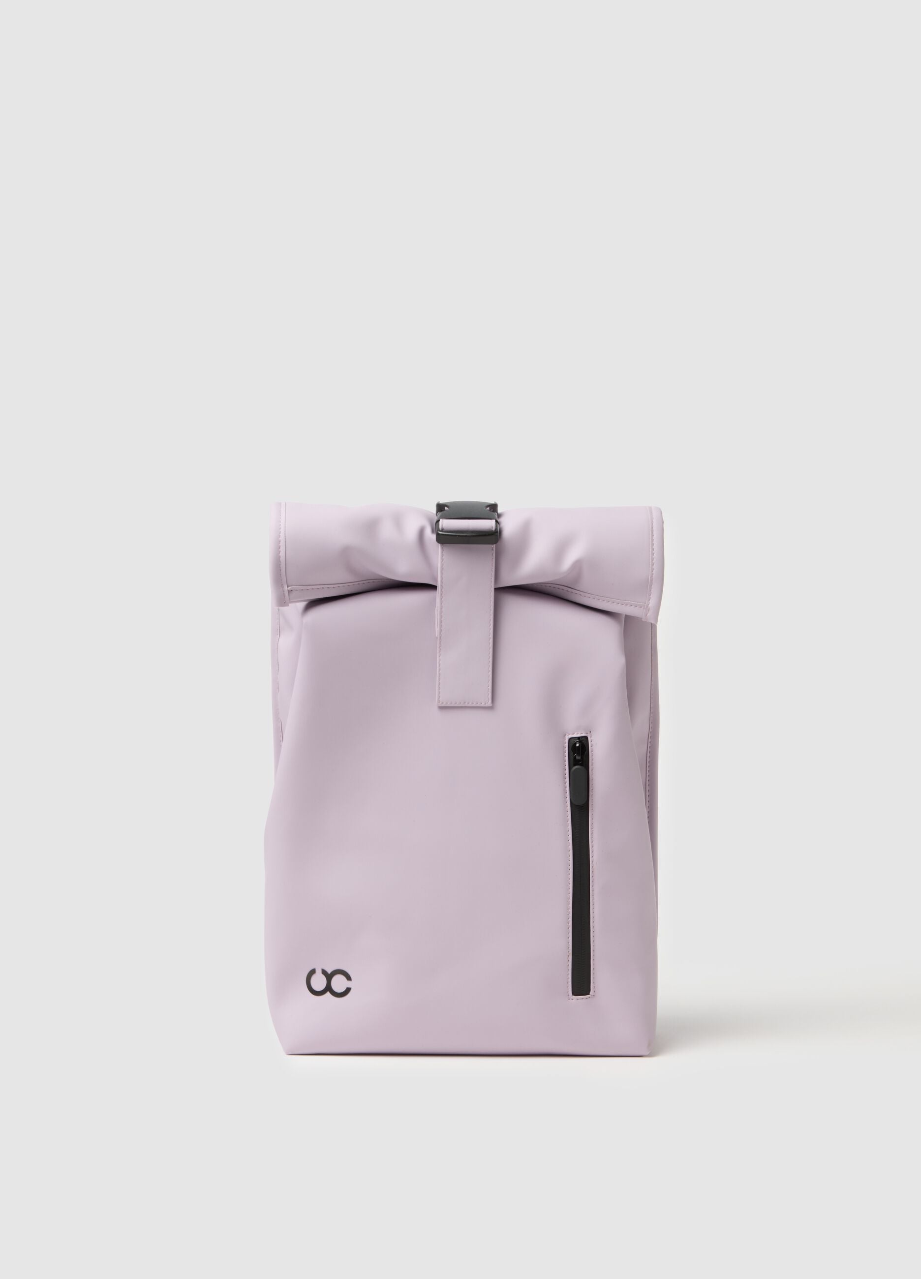 Waterproof purple backpack with zip and front pocket