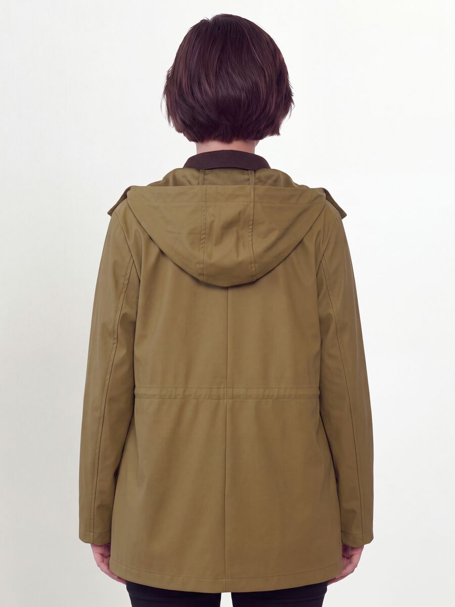 Brown rain jacket with hood, zip and snap buttons, regular fit_3
