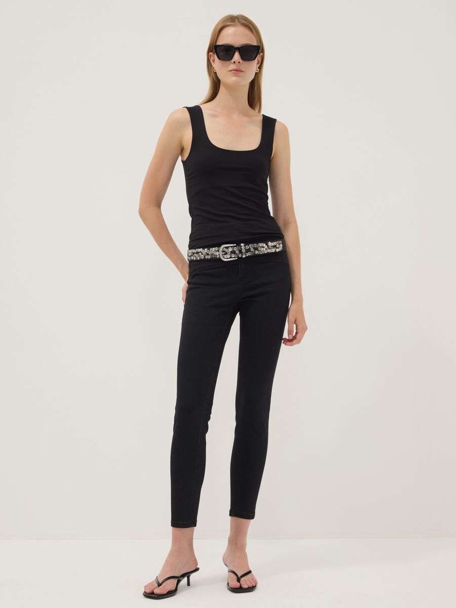 Black skinny-fit stretch cotton and viscose jeans_1