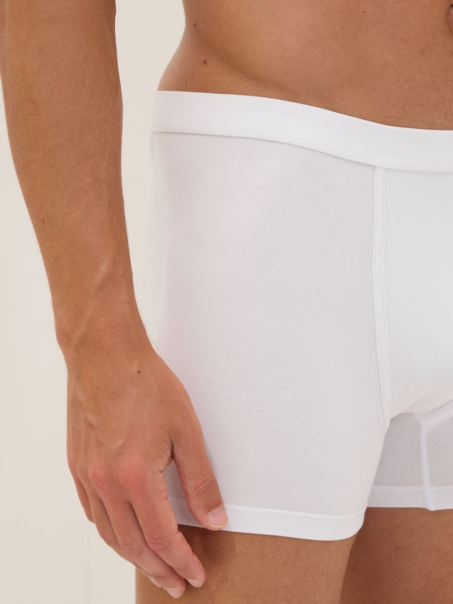 Bipack di boxer midi bianchi in cotone Supima elasticizzato_3