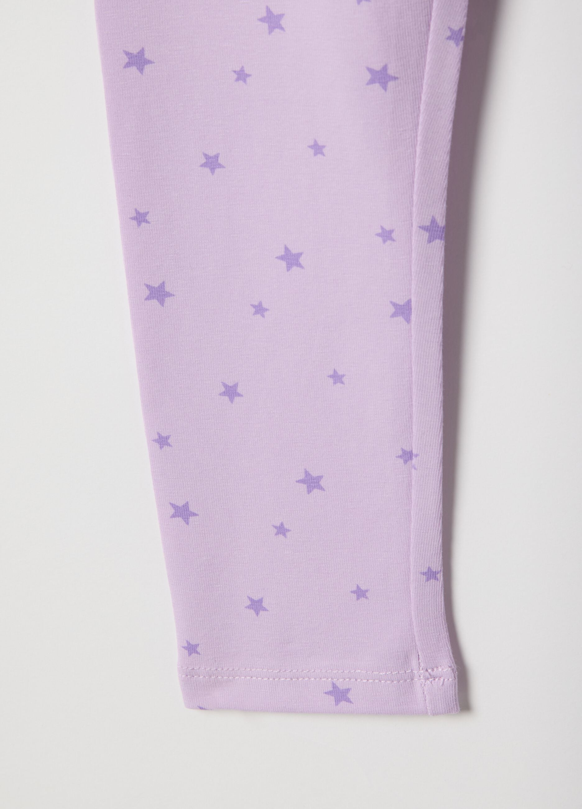 Girls' skinny fit purple stretchy cotton leggings with stars