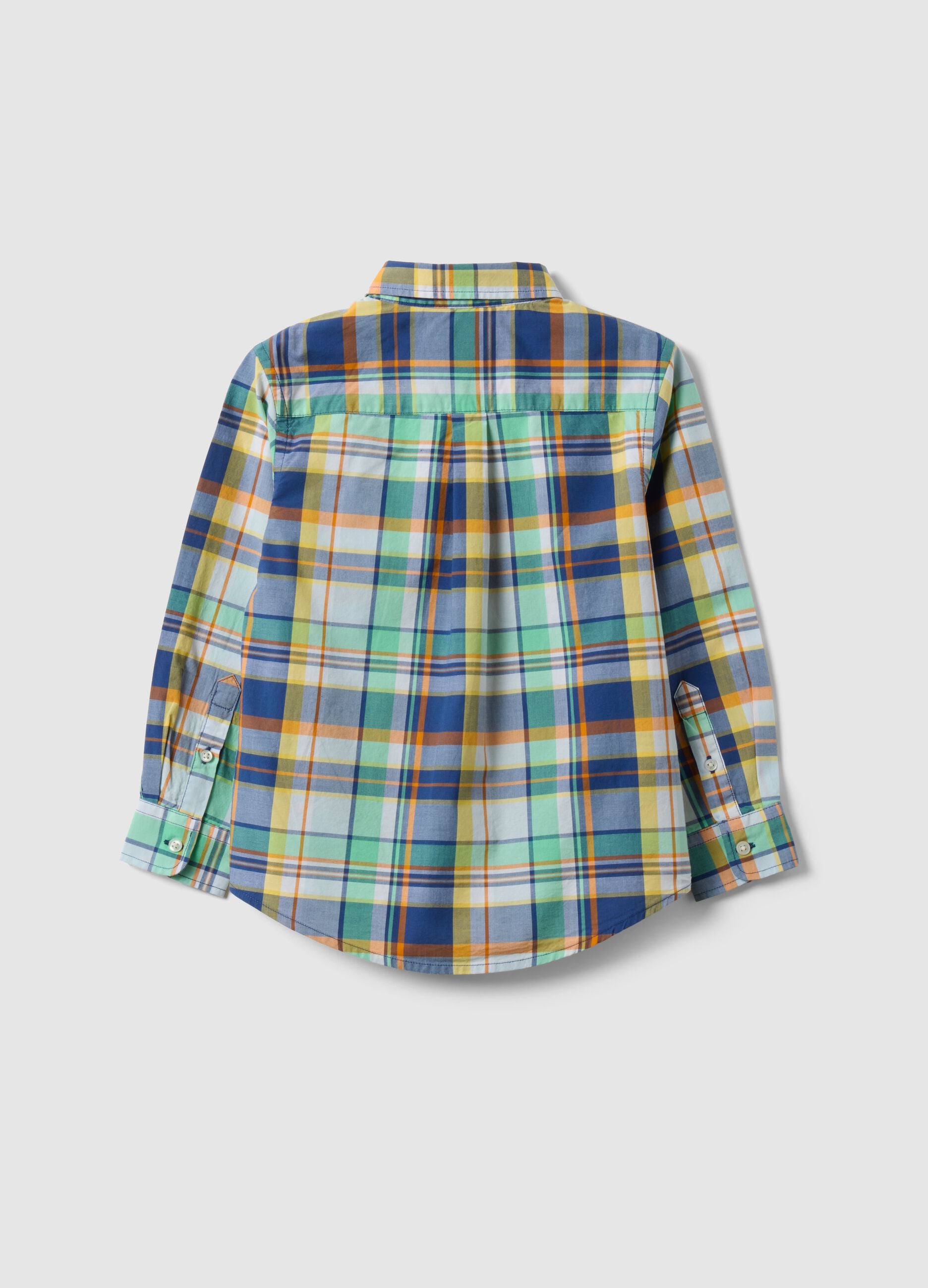 Kids' regular fit multicolor check pure cotton shirt