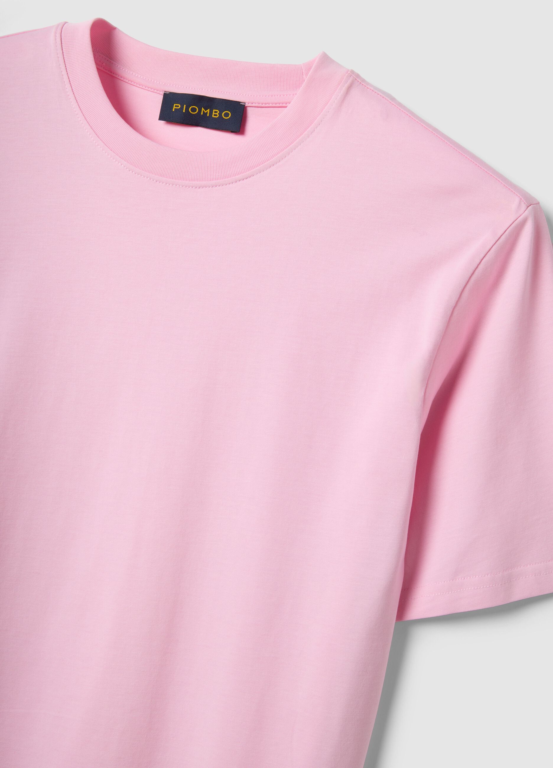 Pink pure cotton crew neck t-shirt with relaxed fit