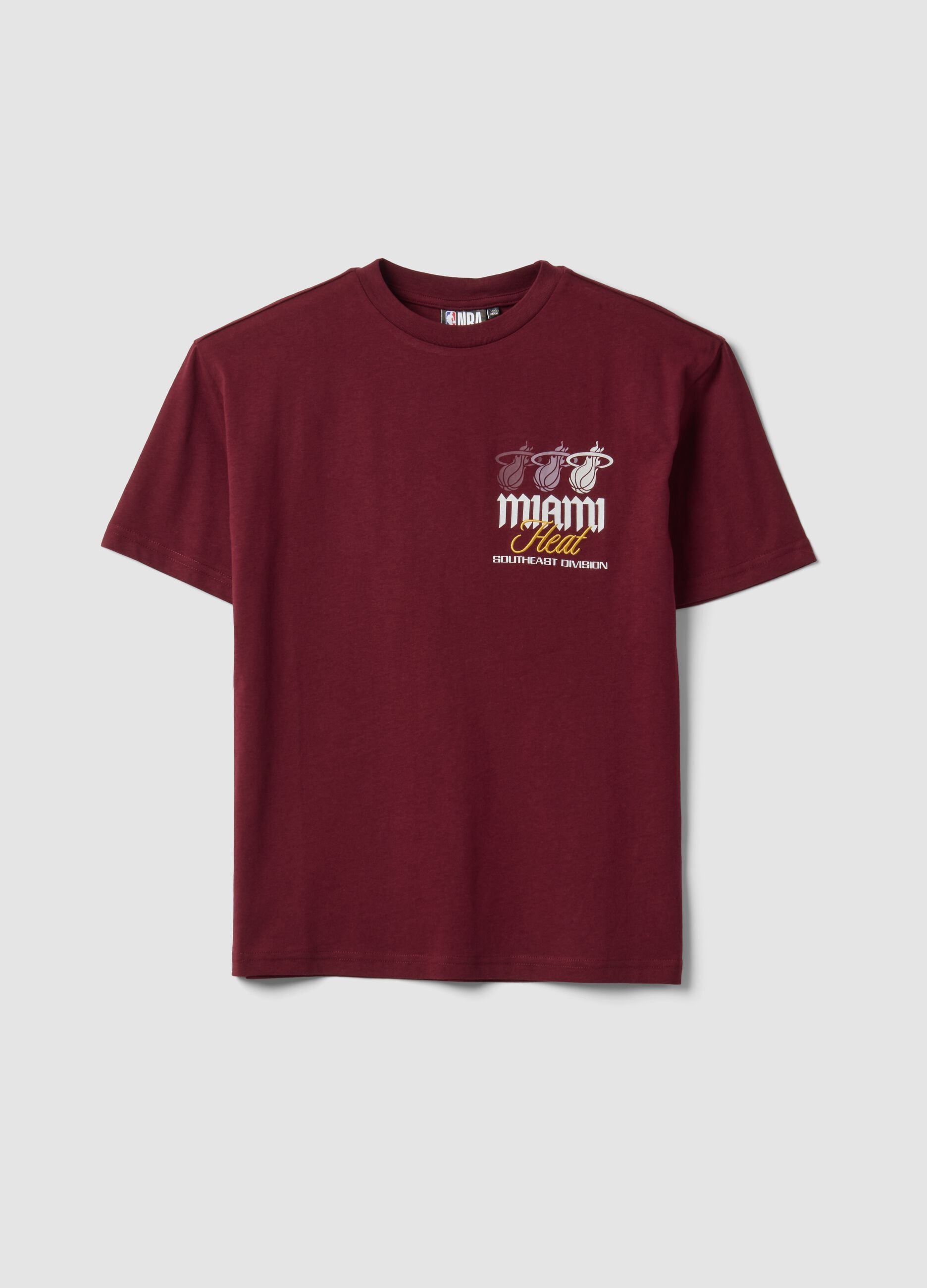 Red pure cotton Miami Heat print T-shirt for boys