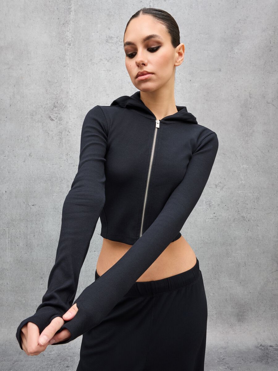 Ribbed Hoodie Black_3