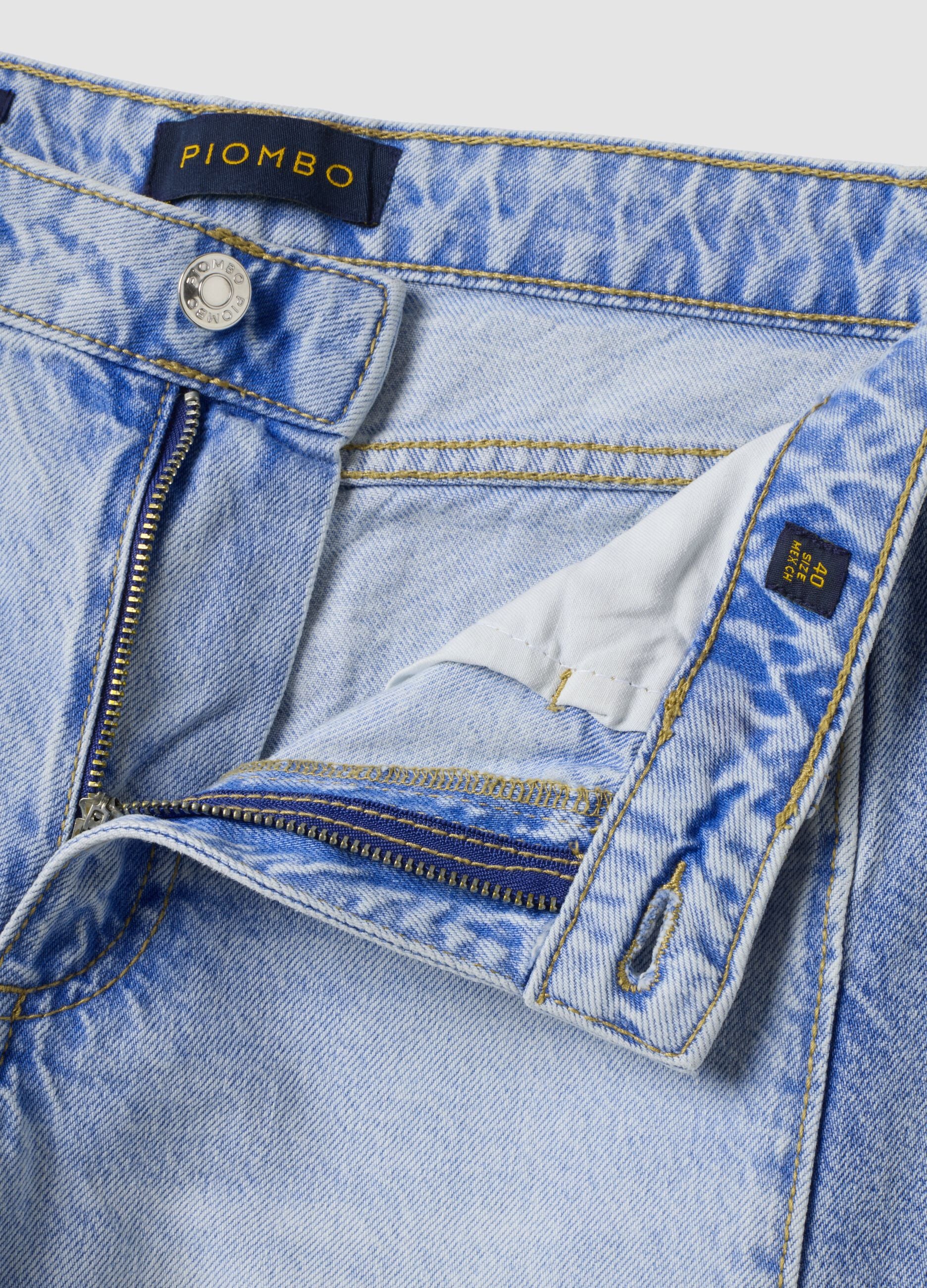Light blue wide-leg jeans in pure cotton