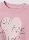 Pink pure cotton sweatshirt with heart print, regular fit, for girls_2