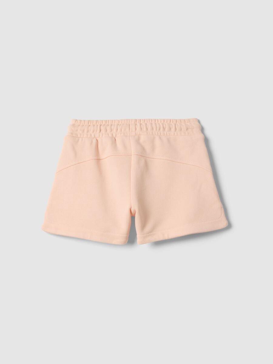 Girl's pink cotton blend shorts regular fit with heart_1