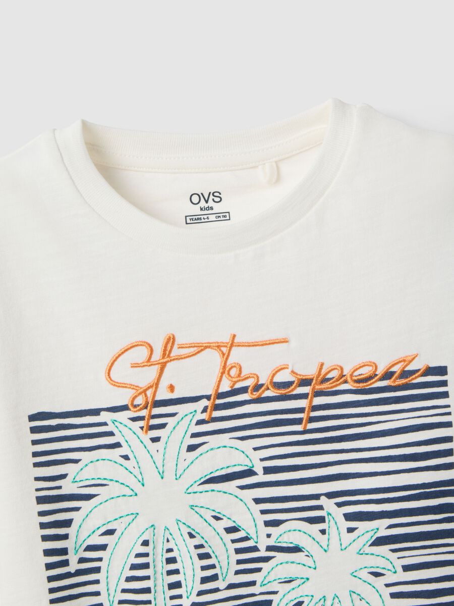 White pure cotton regular fit kids t-shirt with print_3
