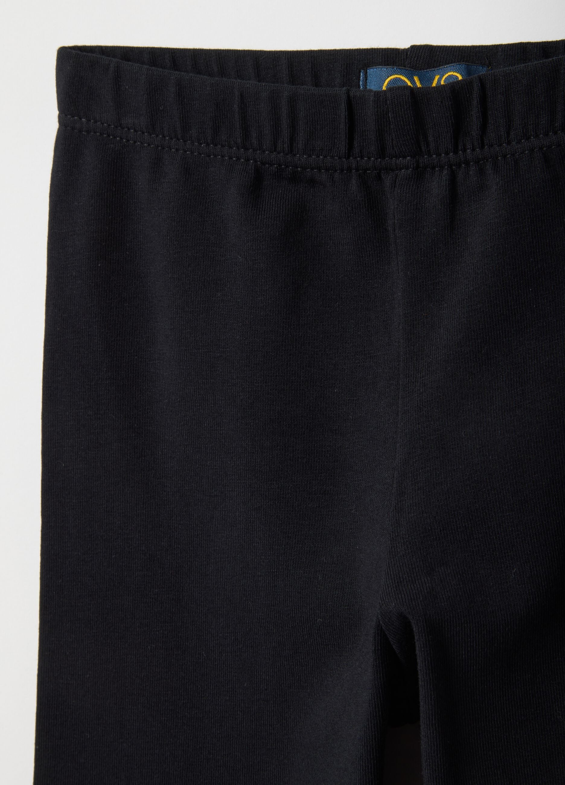 Girls' Slim Fit Black Stretch Cotton Leggings
