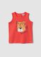 Red pure cotton vest top with print_0