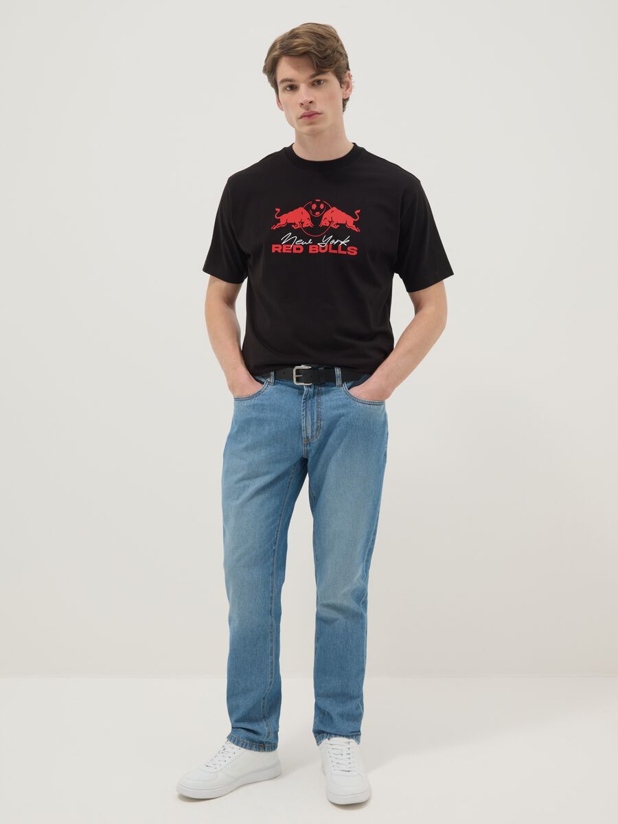 Regular fit pure cotton black short sleeve t-shirt Red Bulls_1