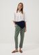 Green linen-cotton blend trousers with elasticated waist, regular fit_0