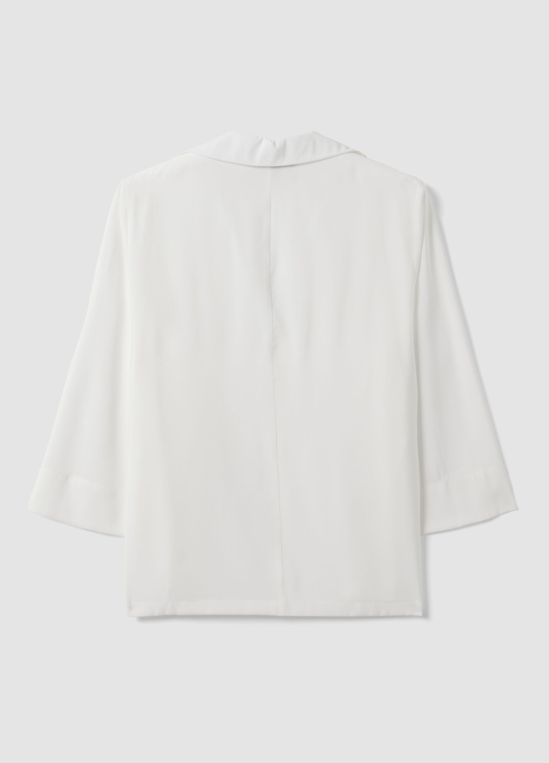 White viscose-blend shirt with classic collar